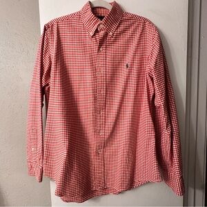 Ralph Lauren Men’s Button Down Orange Checked Size Medium
